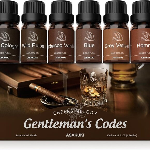 Essential Oils Set – 6×10ml Cologne-Inspired Unisex Fragrance Oils for Diffusers - Picture 1 of 9
